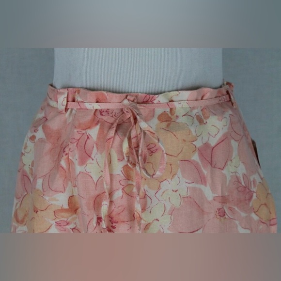 Liz Claiborne Linen Blend Wrap Skirt Suit 2 piece Peach Floral Size S/6 - Picture 16 of 16